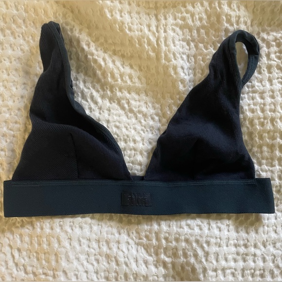 SKIMS Other - SKIMS Cotton Rib Plunge Bralette Navy